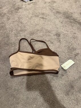 LA IMAGE Nude Brown Sports Bra Strappy Yoga Athleisure SIZE M